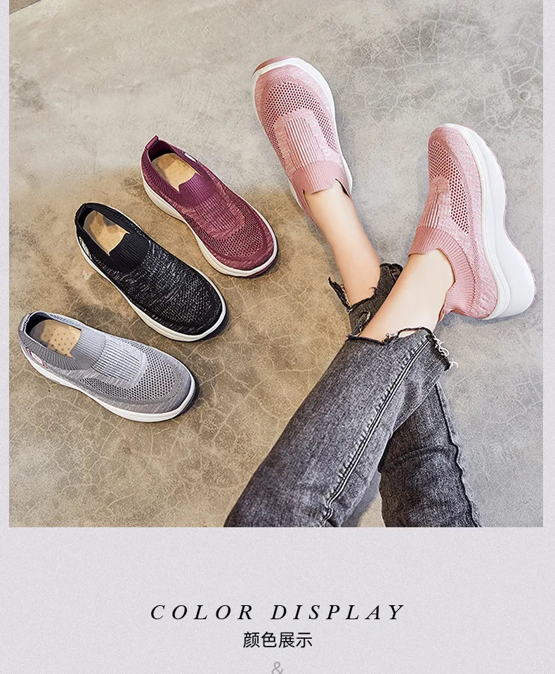 Women Orthopedic Walking Shoes Breathable Mesh Slip-On Sneakers Nursing Work Comfortable Casual Cushion Athletic Running Joggers