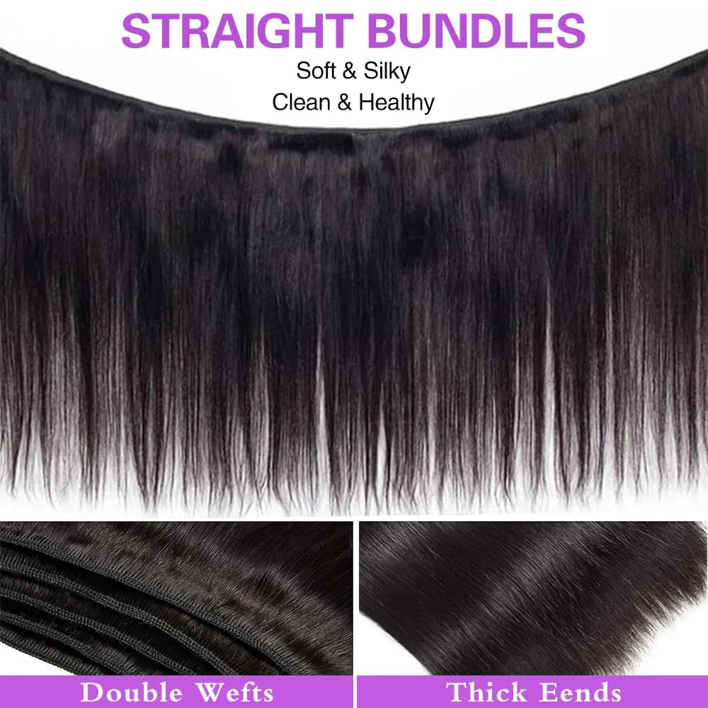 30 40 Inch Bone Straight 100% Bundles Deal Brazilian Virgin Human Hair 3 4 Bundles Raw Hair Extensions Natural Color Remy