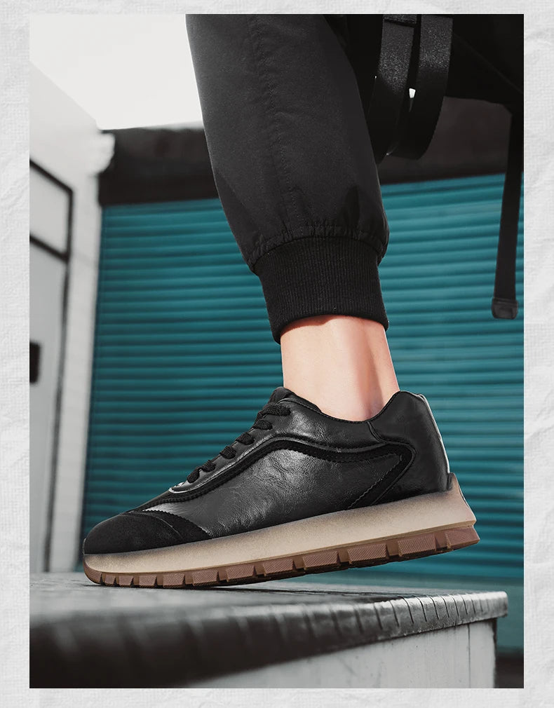 Trendy Men Shoes All Seasons Leather Casual Sneakers Korean Style Fashion Running Shoes Non-slip Wear-resistant Mens Sports Shoe