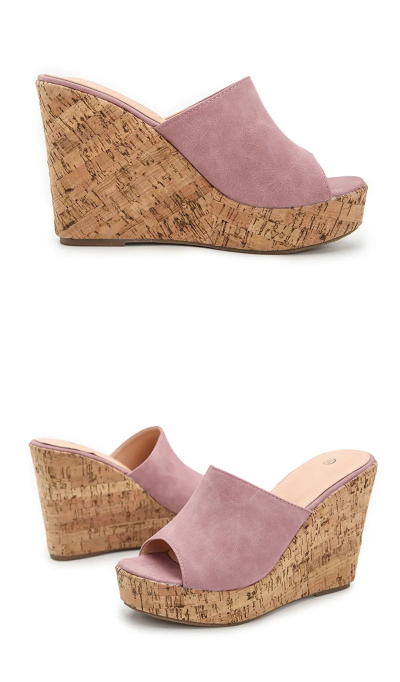 Comemore 2022 New Summer Woman Casual Platform Wedges Heels Slippers Fashion Open Toe Roman Women's Sandals Shoes Slides Mules