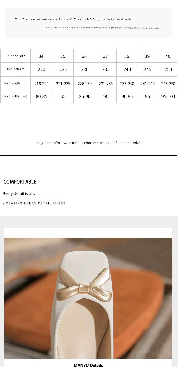 2024 Spring New Arrival Square Toe Chunky Heel Graceful Bow High Heels Joker Women Casual Shoes Mid Heel Comfortable Shoes