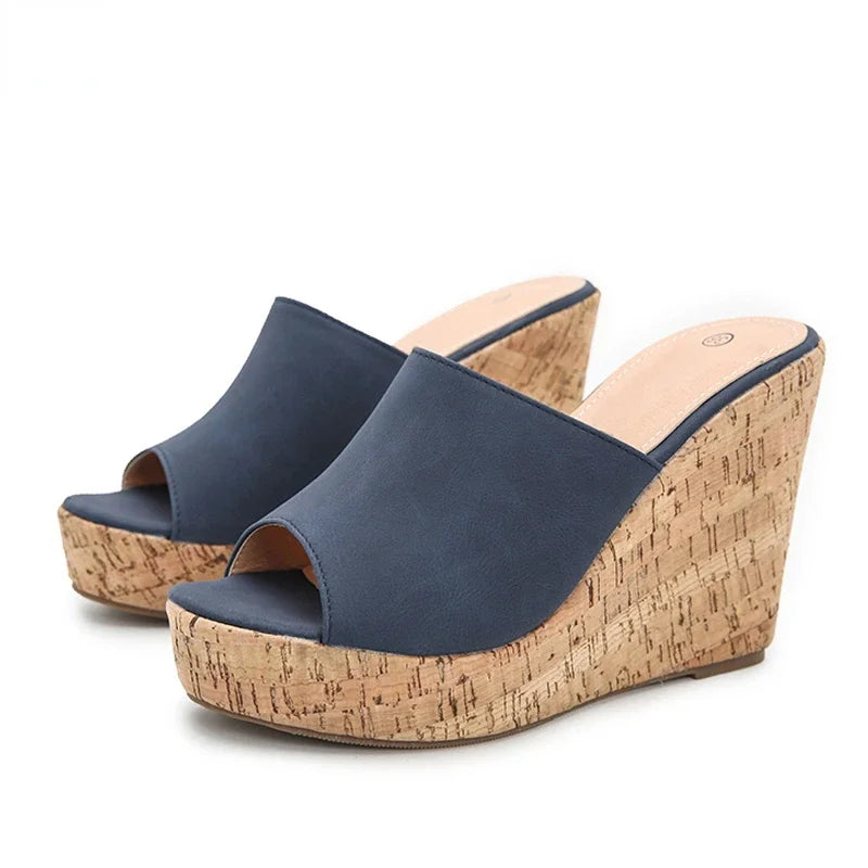 Comemore 2022 New Summer Woman Casual Platform Wedges Heels Slippers Fashion Open Toe Roman Women's Sandals Shoes Slides Mules