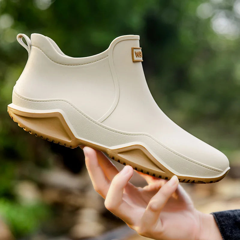 Fashion Couple's Outdoor Rain Boots New Men High Top Hiking Fishing Water Shoes Anti-slip Chef Work Ankle Boots Waterproof Shoes