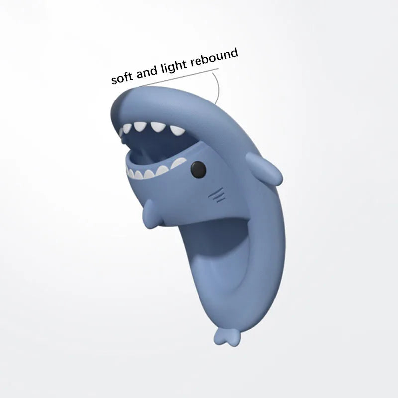 New summer cute shark slippers men's and women's same shower home non-slip flats casual outdoor children's slippers sandals
