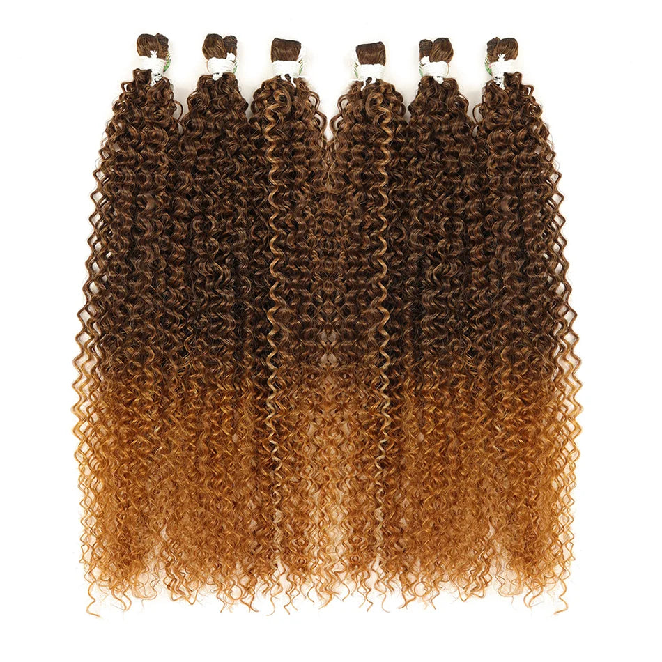 BOL Synthetic Kinky Curly Hair Extensions Long Jerry Curly Bundles Ombre Blonde Fake Crochet Hair For Women Heat Resistant Wave