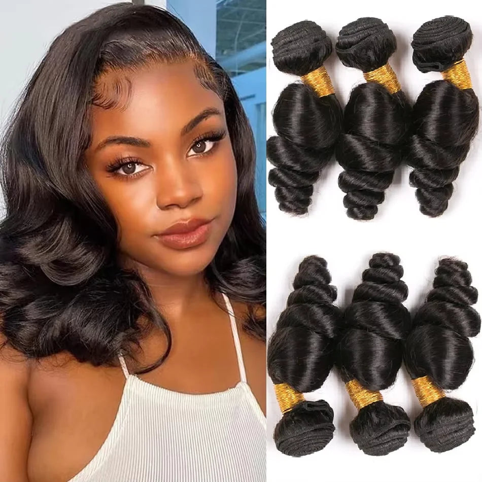32 Inch Loose Wave Human Hair Bundles Raw Virgin Burmese Hair Weaves 1B Color Wavy Human Hair Extensions Sew Wigs Free Shipping