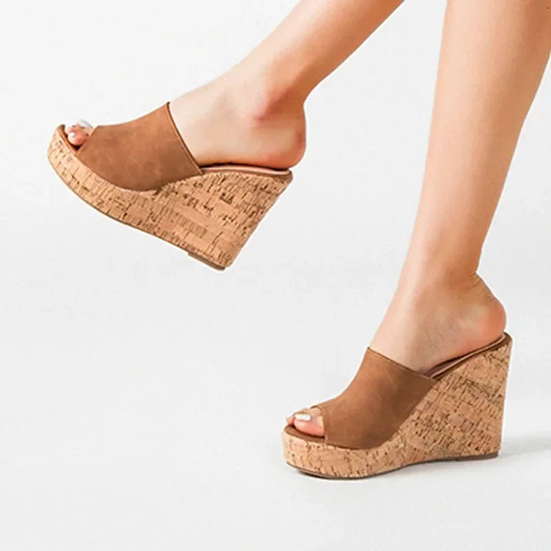 Comemore 2022 New Summer Woman Casual Platform Wedges Heels Slippers Fashion Open Toe Roman Women's Sandals Shoes Slides Mules