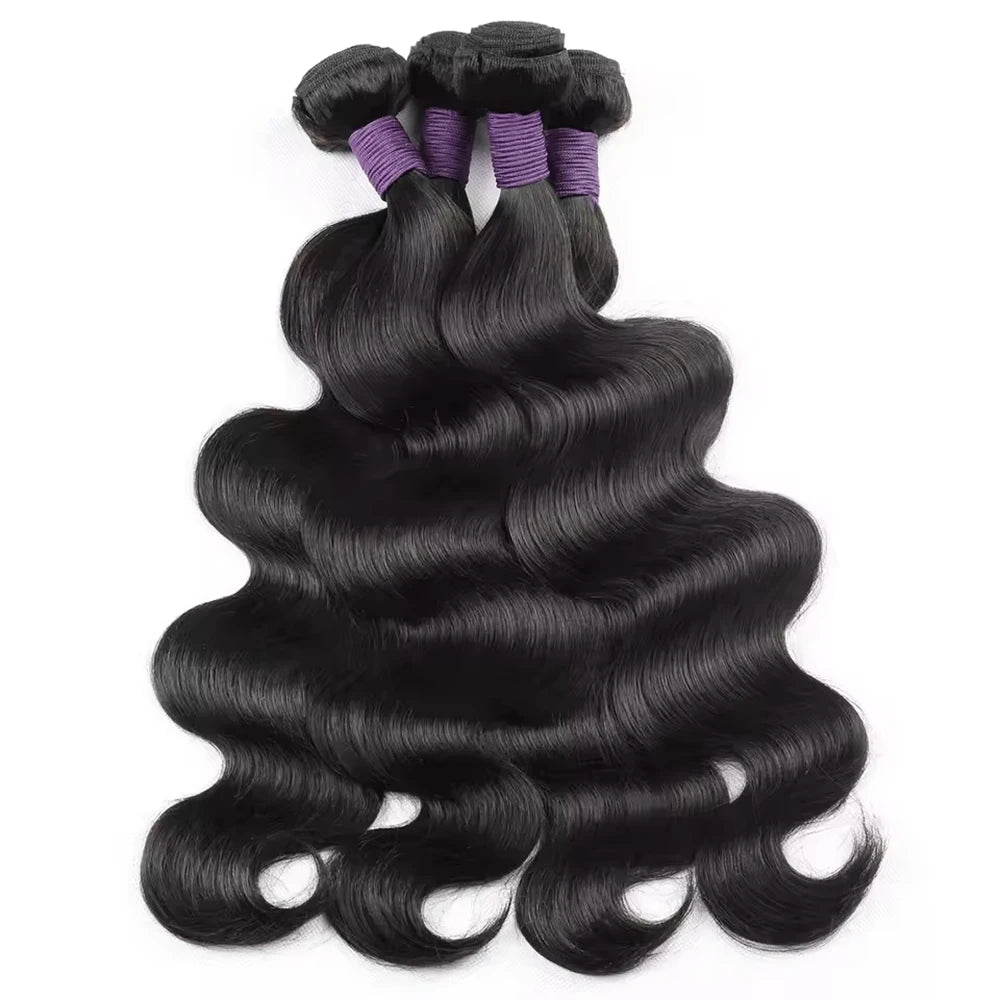 Body Wave Bundles Human Hair Brazilian Hair Weave Bundles 1/3/4 PCS 100% Human Hair Extensions Natural Black Colored For Women