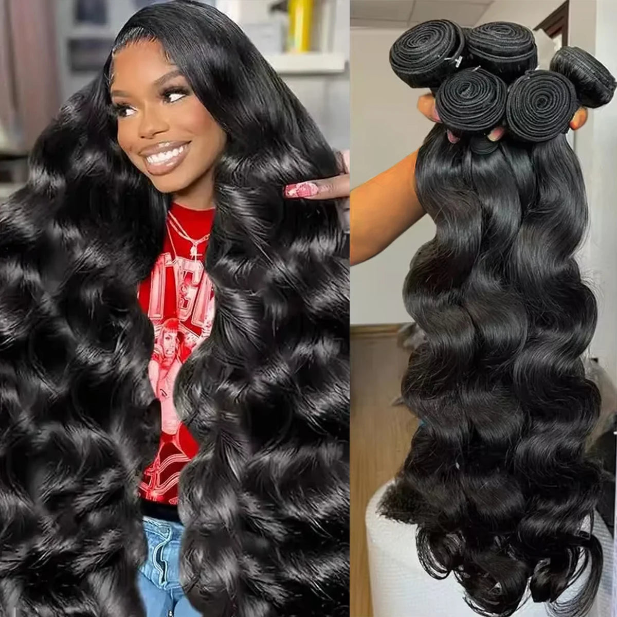 18 20 22 24 26 Inch Body Wave Bundles Raw Hair 100% Human Hair Remy Brazilian Quick Weaves Unprocessed Hair Extensions Tissage