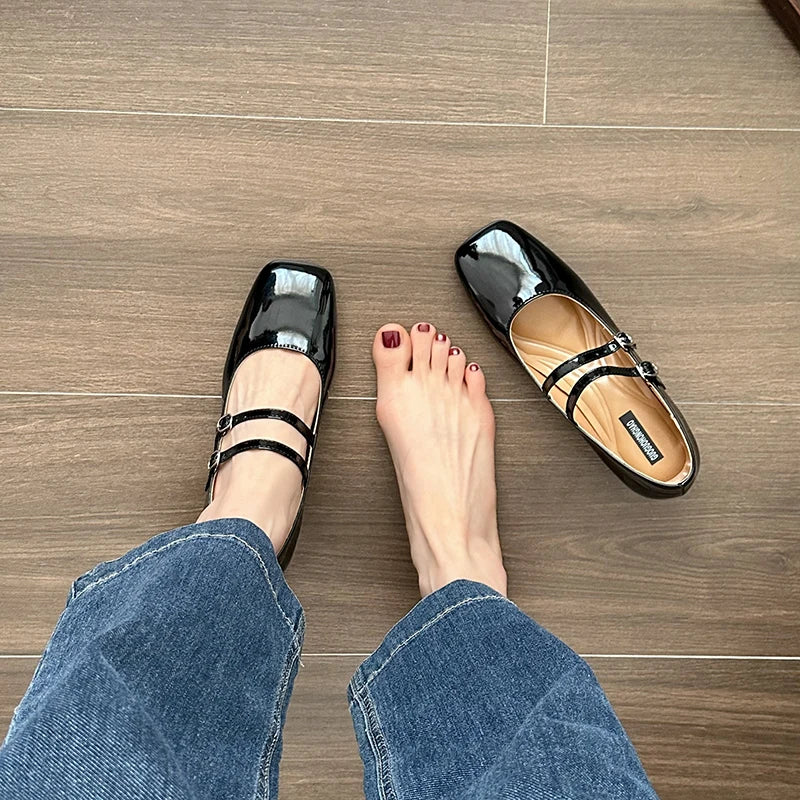 Square Toe Women Mary Jane Shoes Ladies Fashion Shallow Thick High Heel Women's Elegant Red Ballerinas Party Shoes