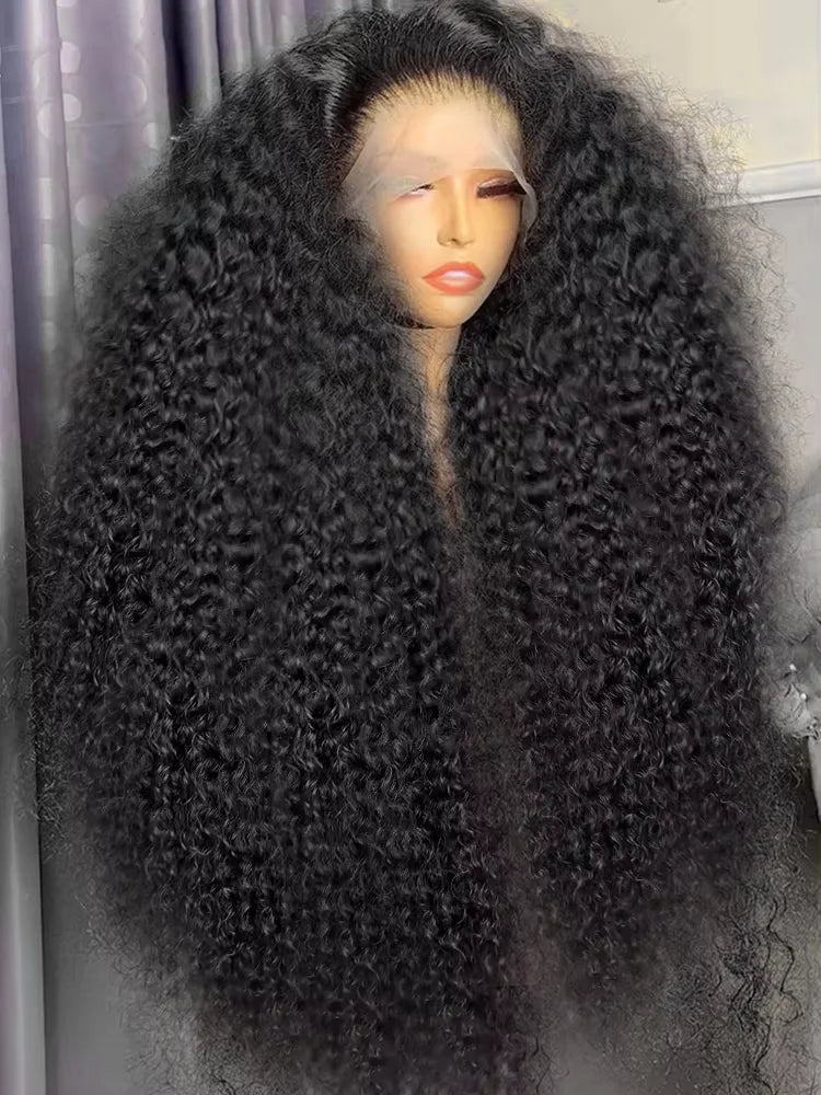 13x6 HD Transparent Deep Wave Frontal Wig 250 Density 13x4 Lace Front Wig Human Hair Brazilian Raw 30 40 Inch Loose Curly Wigs