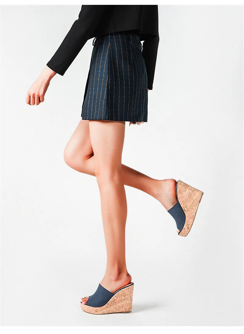 Comemore 2022 New Summer Woman Casual Platform Wedges Heels Slippers Fashion Open Toe Roman Women's Sandals Shoes Slides Mules