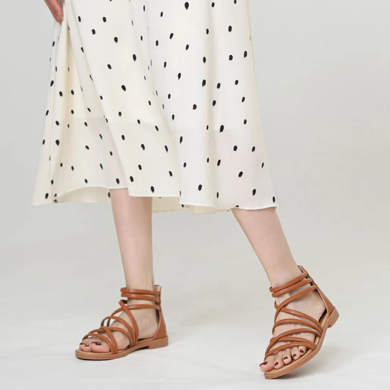 Large Size Summer Women 1cm Platform 2cm High Heels Sandals Lady Lightweight Solid Color Shoes Female Comfortable Roman Flats