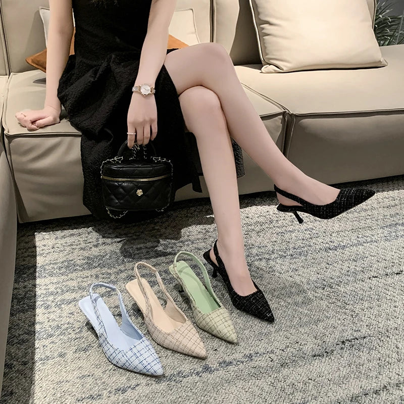 Fashion Women's Pointed High Heels Sandals Banquet Dress Wedding Party Pumps Designer Slingbacks Elegant Slingback Shoes Pumps