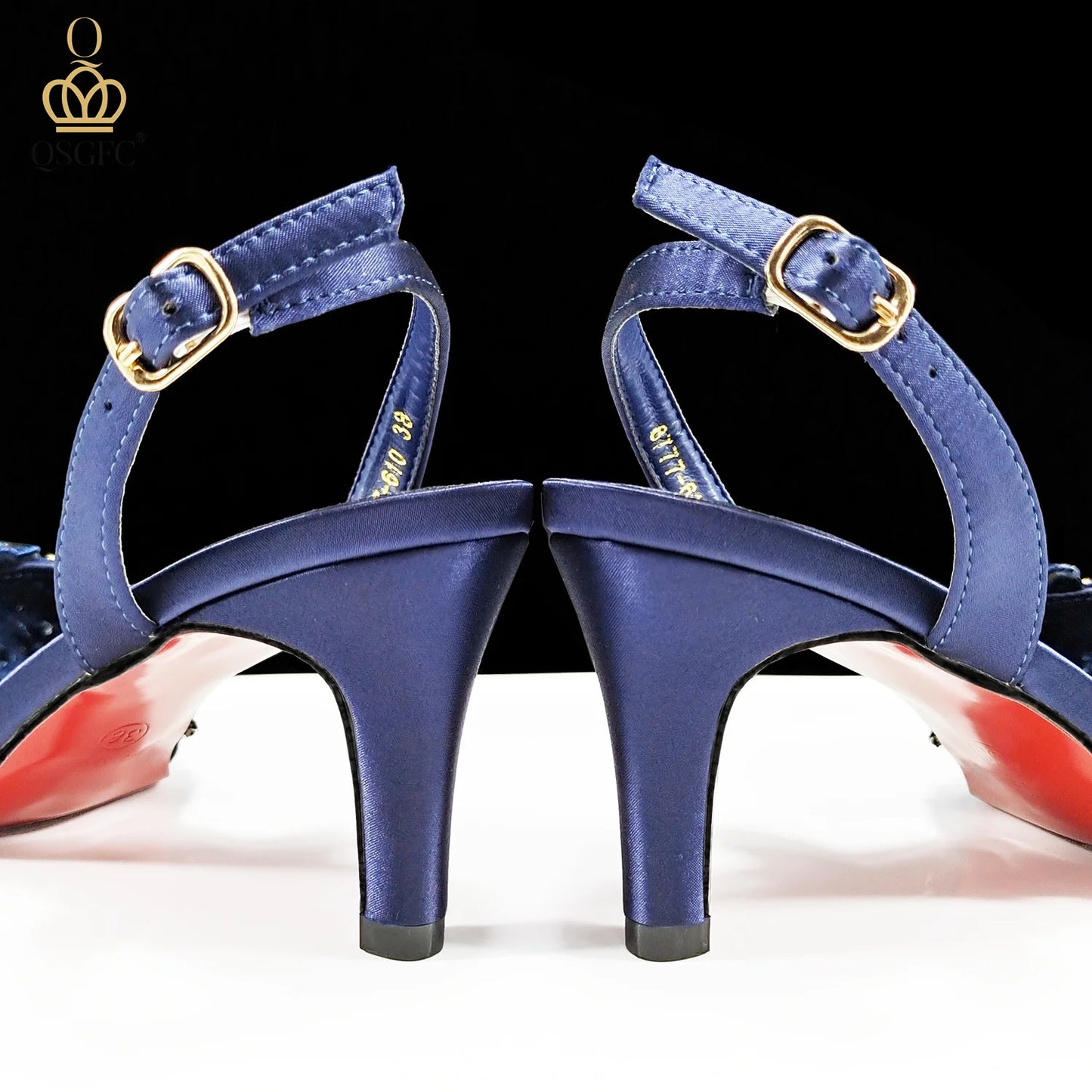 QSGFC Nigerian Style Elegant Women Heels Shoes And Bag Set Rhinestone with Coral Shoes Wedding Party