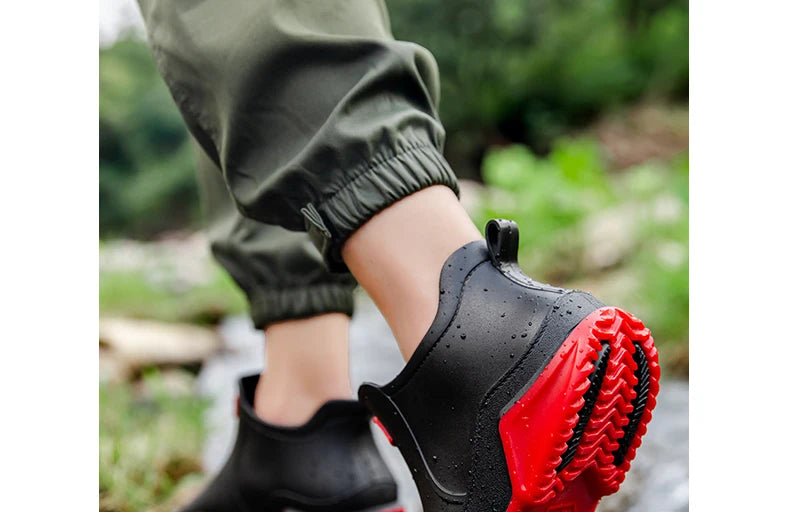 Fashion Couple's Outdoor Rain Boots New Men High Top Hiking Fishing Water Shoes Anti-slip Chef Work Ankle Boots Waterproof Shoes