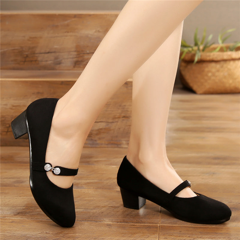 Round Toe Mid Heel Flats Easiest for Match Professional Old Beijing Cloth Shoes