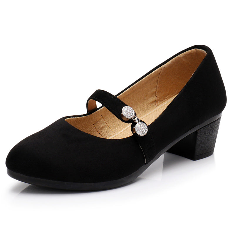 Round Toe Mid Heel Flats Easiest for Match Professional Old Beijing Cloth Shoes
