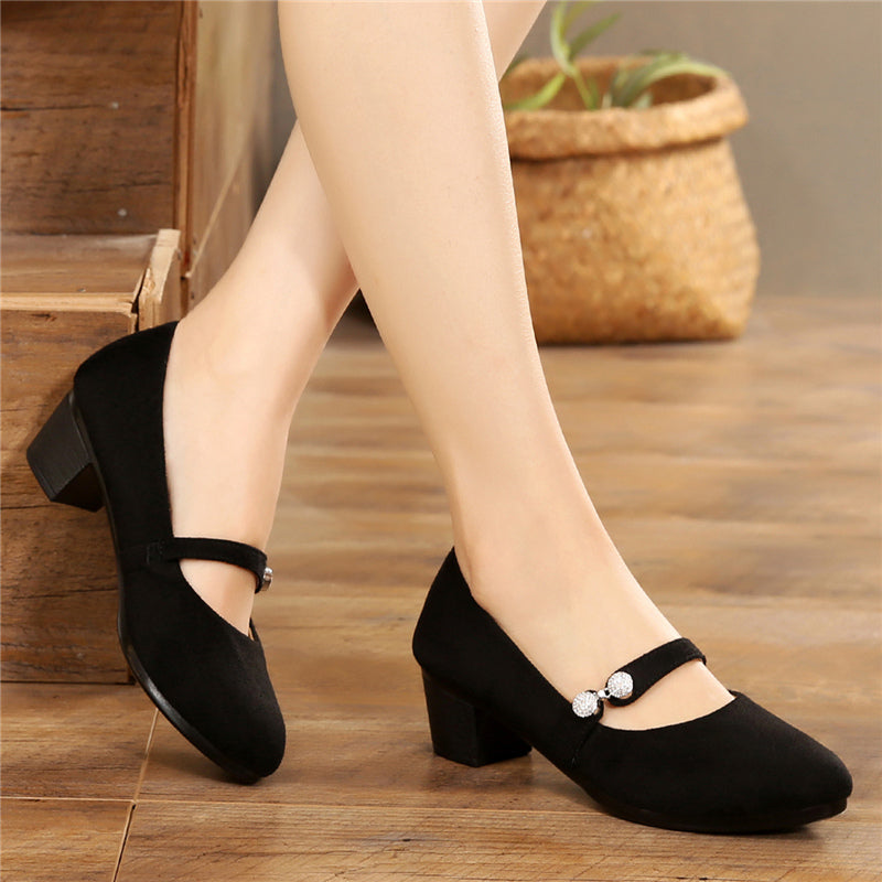 Round Toe Mid Heel Flats Easiest for Match Professional Old Beijing Cloth Shoes