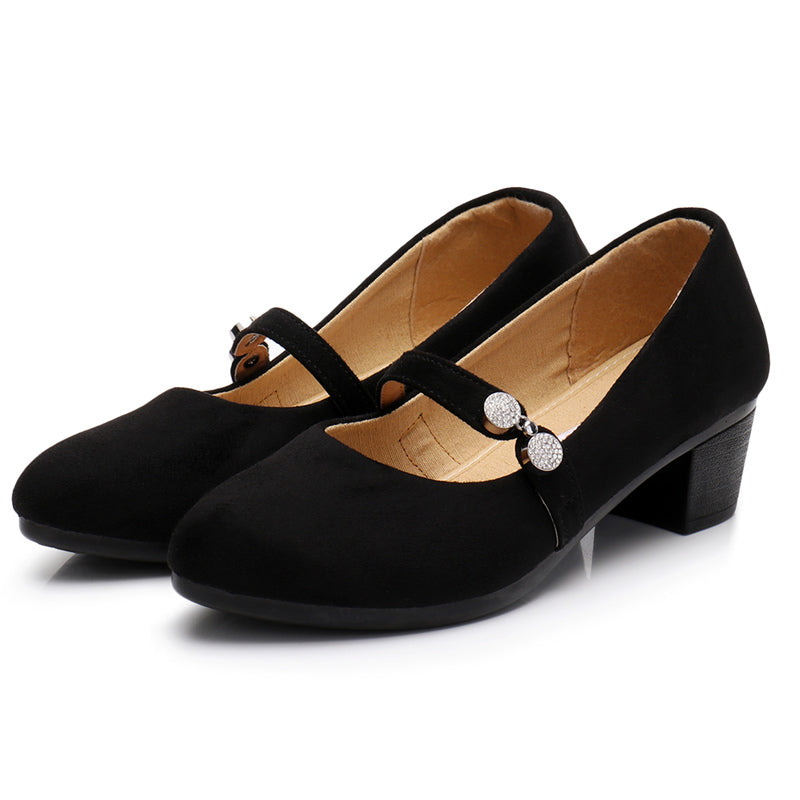 Round Toe Mid Heel Flats Easiest for Match Professional Old Beijing Cloth Shoes