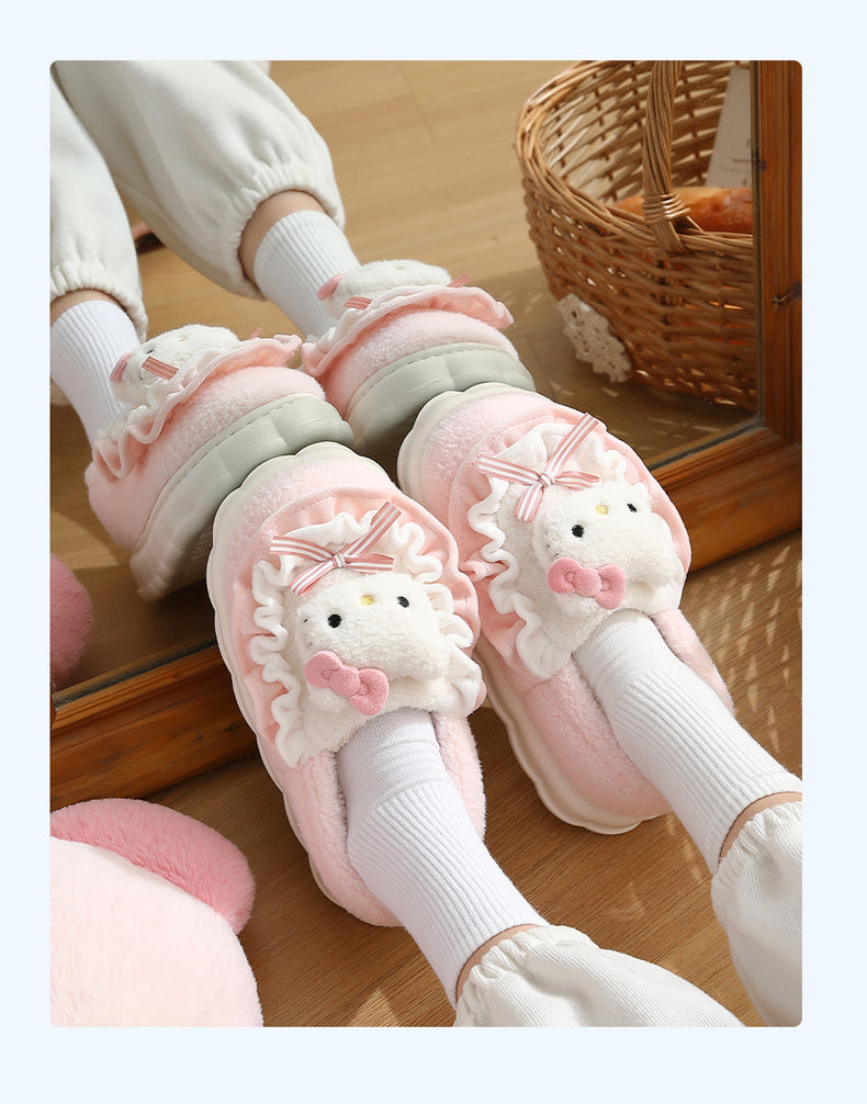 Thick Sole Clow M Bag Heel Cute Fleece-Lined Cotton Slippers