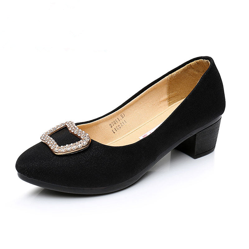 Round Toe Mid Heel Flats Easiest for Match Professional Old Beijing Cloth Shoes