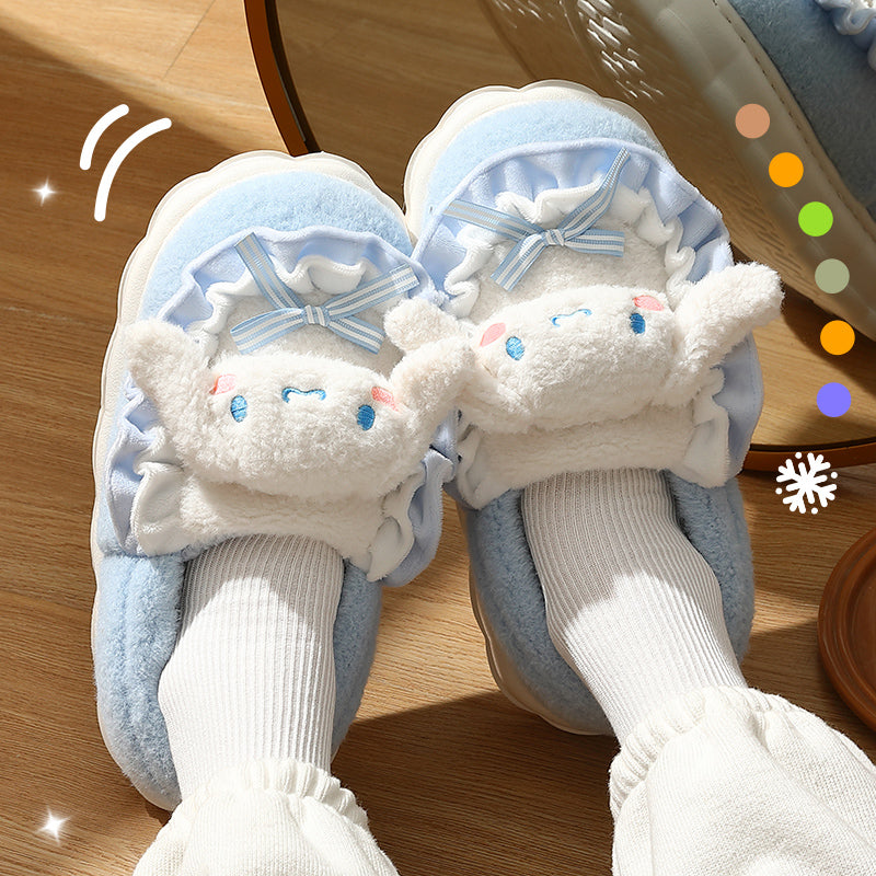 Thick Sole Clow M Bag Heel Cute Fleece-Lined Cotton Slippers