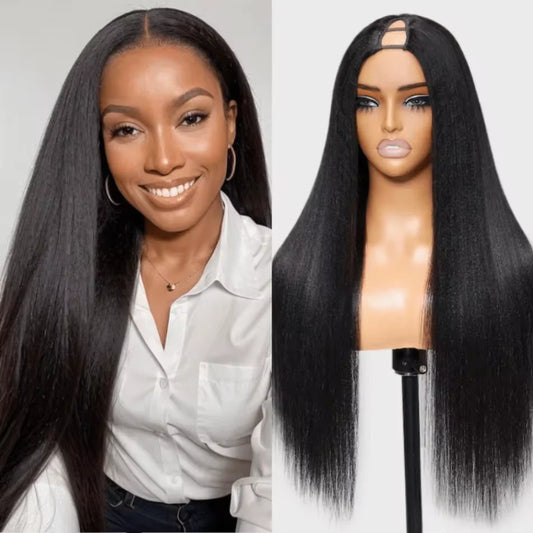 V Part Straight Human Hair Wigs For Women 200 Density 12-32 Inches Natural Color Human Hair Wigs