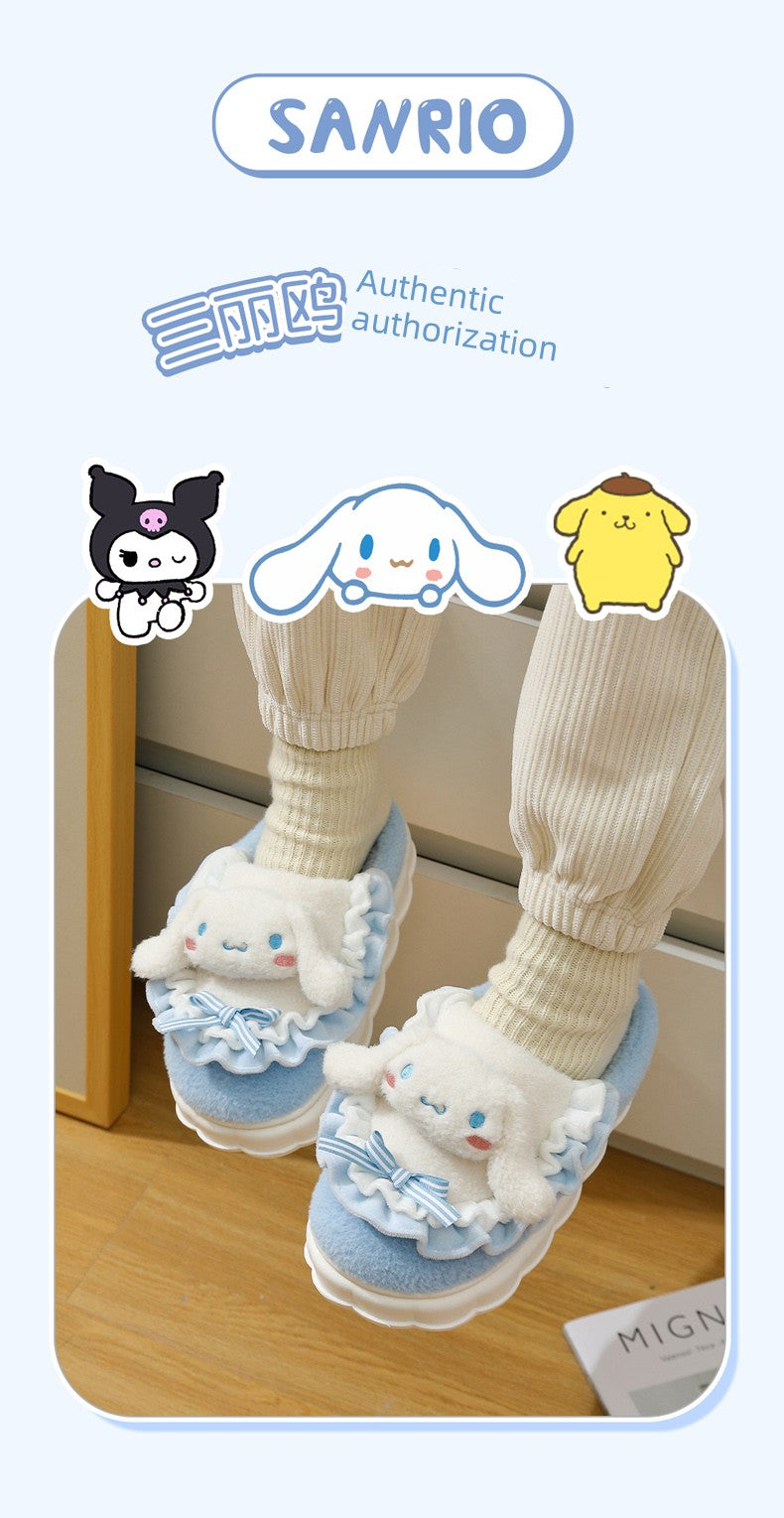 Thick Sole Clow M Bag Heel Cute Fleece-Lined Cotton Slippers