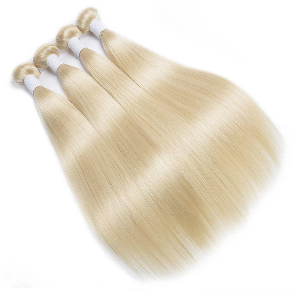 Blonde Human Hair Bundles 100g/pc 613 Bundles Human Hair Straight Blonde Hair Weave Bundles for Women Double Weft Remy Hair Weft