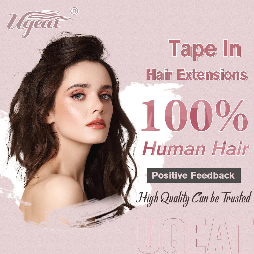 Ugeat Tape in Hair Extensions Human Hair Blonde Remy Tape in Extensions for Women Platinum Blonde Invisible Human Hair