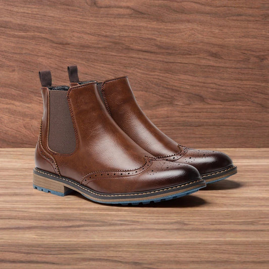 Men Chelsea Boots Brand 2025 Classic Brogue Comfortable Fashion Boots Leather