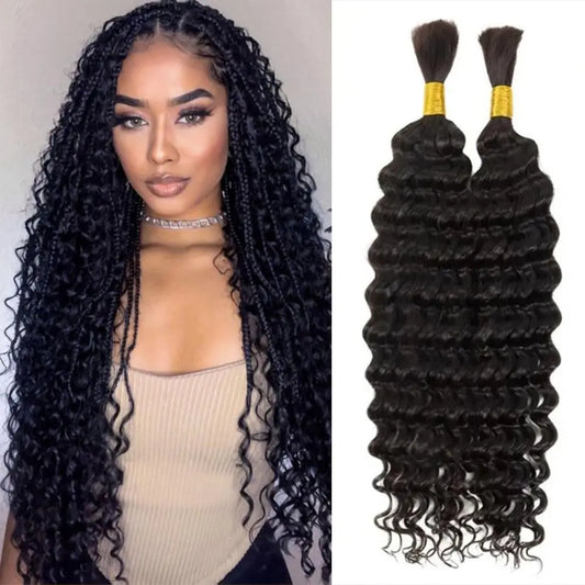 Synthetic Deep Wave Bulk hair For Braiding 160g No Weft Deep Wave For Braiding Micro Faux Braiding Hair for Boho Braids Wet