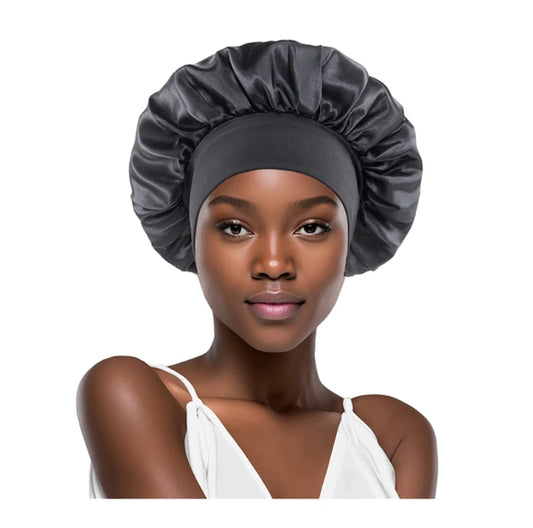 Satin Bonnets Night Sleeping Cap Large Elastic Wide Soft Band Colorful Silk Hat for Curly Hair Care Beauty Makeup for Women